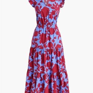 NWT J. Crew Red Floral Maxi Dress